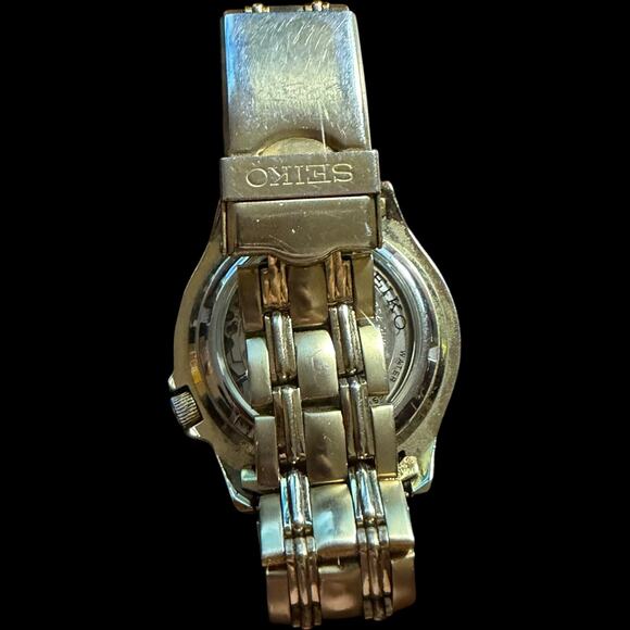 Seiko 5 Sports Automatic Gold Tone Diver Style Watch 7S26A Day/Date 100M WR